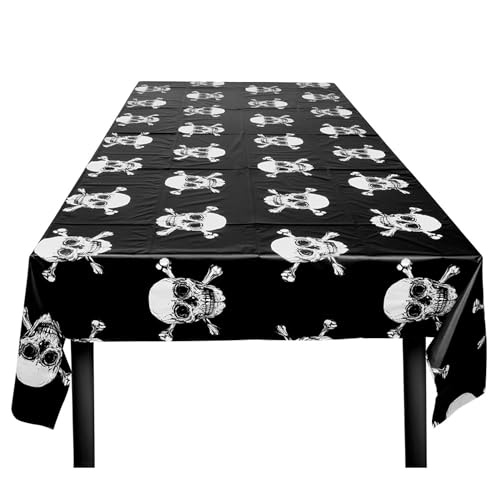 Boland 74115 - Tischdecke Pirat, Größe 130 x 180 cm, Tischtuch mit Totenkopf Motiv, Dekoration, Partydeko für Geburtstag oder Mottoparty von Boland