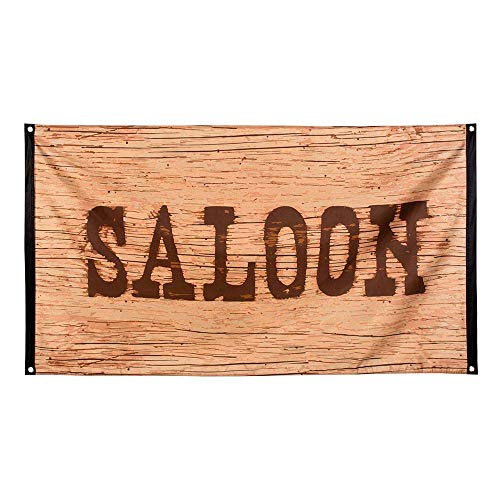 Boland 54352 - Fahne Wild West, 1 Stück, Größe 90 x 150 cm, Hängedeko, Dekoration für Mottoparty und Karneval, Banner Wilder Westen, Braun von Boland