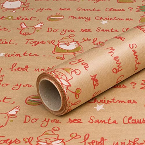 Geschenkpapier, Santa Claus, Weihnachtspapier, Kraftpapier, 0,70 x 10 m von Bolis