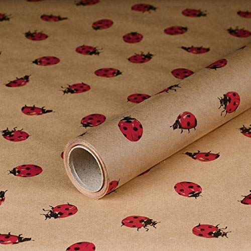 Geschenkpapier Marienkäfer, Kraftpapier, Vintage, für Geschenke, 0,70 x 10 m von Bolis