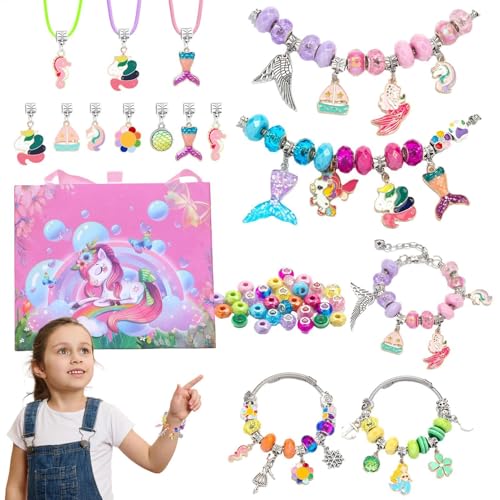 Bollisate Armbandherstellungs-Set für Mädchen, Cartoon-Schmuckherstellungs-Set, Schmuckherstellung, buntes Halskettenzubehör für Sammlung, Urlaubsdekoration von Bollisate