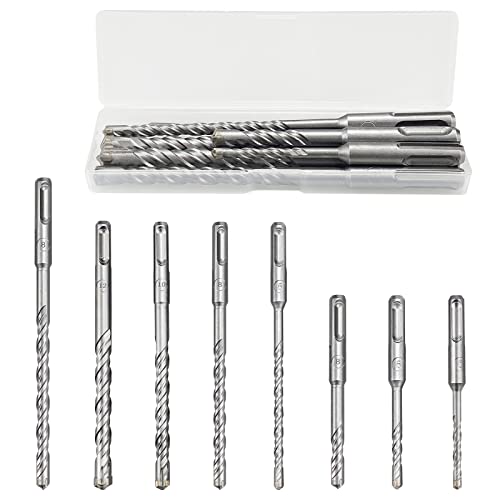 8 stücke SDS plus elektrische Hammerschlag Bohrer Standard Kreuz Bohrer Bohrlöcher Leistung Set, für Beton Mauerwerk Keramik Fliesen Stein Metall Holz Kunststoff (5mm-12mm, Silber) von Boloest