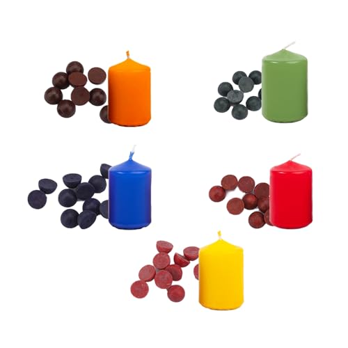 Bolosa 5 Farben Hochkonzentrierte Kerzenfarbe, Hohe Qualität, Leicht zu Schmelzen, Konzentration 1:1000, Kerzen Farbe, Kerzenwachsfarben, Kerzenwachs Farbe, 5x5g Kerzenfarben, für Sojawachs und Andere von Bolosa
