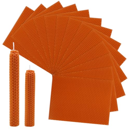 Bolosa 12 Bienenwachsplatten, Wachsplatten für Kerzen, Taufkerze Selber machen set, Wachsplatten zum Kerzen Verzieren, Kerzen Bemalen Set Braun, für Erwachsene und Kinder(20x15cm) von Bolosa