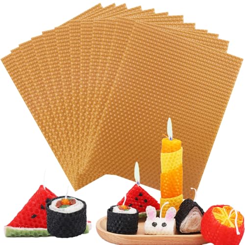 Bolosa 12 Bienenwachsplatten, Wachsplatten für Kerzen, Taufkerze Selber machen set, Wachsplatten zum Kerzen Verzieren, Kerzen Bemalen Set Braun, für Erwachsene und Kinder(20x15cm) von Bolosa