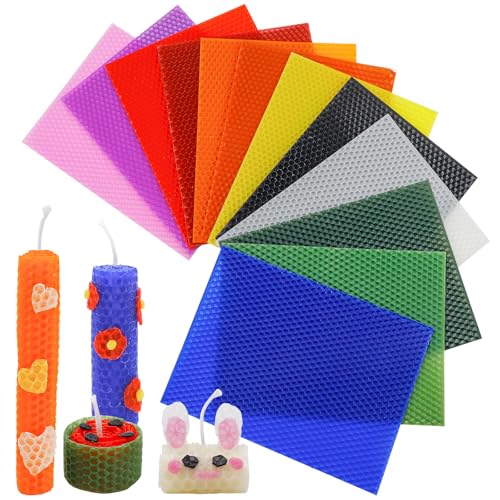 Bolosa 12 Wachsplatten für Kerzen, Taufkerze Selber machen set, Kerzen Selber Machen Set, Wachsplatten zum Kerzen Verzieren, Kerzen Selber Machen, Kerzen Bemalen Set, für Erwachsene und Kinder(20x15cm von Bolosa