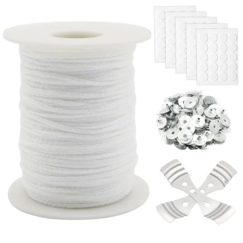 Bolosa 61m Kerzendocht Baumwolle, Dochte für Kerzen Gießen, Kerzen Docht Set, Kerzendocht Kaufen, Kerzendochte für Dicke Kerzen, Kerzen Selber Machen Set, Candle Wick, 100 Stück Kerzendochthalter(B) von Bolosa