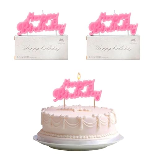 Bolosa 2 Stück Happy Birthday Kerzen Geburtstag, Happy Birthday Kerze, Rosa Geburtstagskerzen, Kerze Happy Birthday, Happy Birthday Candles, Kuchen Kerzen für Kinder Geburtstag Party (Rosa) von Bolosa