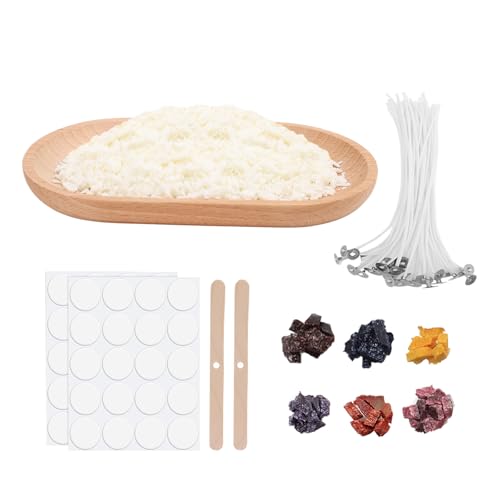 Bolosa Kerzen Selber Machen Set, Enthält 250 g Sojawachs, 40 lange Kerzendochte (10 cm), 6 Kerzenfarben (5g), 40 Dochtaufkleber und 2 Dochthalter, Kerzen Gießen Set, Candle Making Kit, Kerzengießset von Bolosa