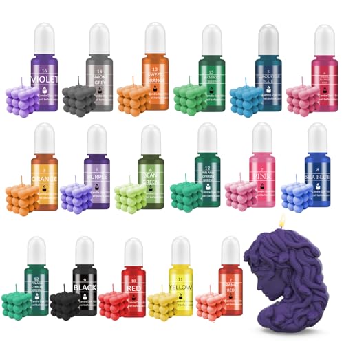 Bolosa Kerzenfarbe, Kerzenwachs Farbe, 16 Wachs für Kerzen, Kerzenwachs Zum Gießen Hochkonzentrat Flüssiger, Kerzen Farbe für Kerzenwachs, Sojawachs, Paraffinwachs, Gelwachs - je 10 ml von Bolosa