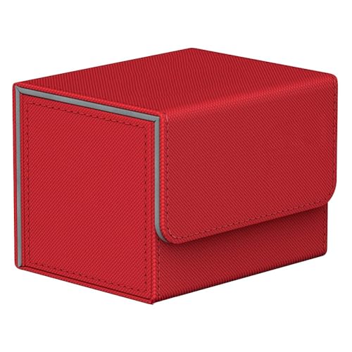 Bolvina Über 100 Sammelkarten-Deckbox, Sammelkartenspielzeug mit Magnetverschluss, Spielkarten-Aufbewahrung, Spielkarten-Etui, Schutz, Rot von Bolvina