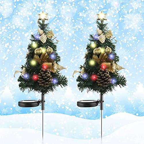 2PCS Solar Weihnachtsbaum Lichter Outdoor Garten IP65 Wasserdichte Weihnachtsdekorationen Baum Pfahl Lichter Outdoor Weihnachtsbaum Licht Weihnachtsdekoration Pathway Lichter Terrasse Hof von BomKra