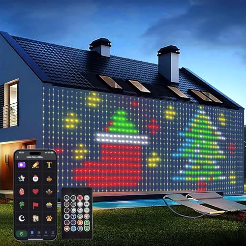 LED Vorhang Lichter - Dynamisch DIY Lichterkette Vorhang, 3x3m Lichterkette 400 LEDs, Smart Lichtervorhang mit Fernbedienung/APP, Lichterketten Vorhang für Weihnachtsdeko Party Innen Außen Deko von BomKra