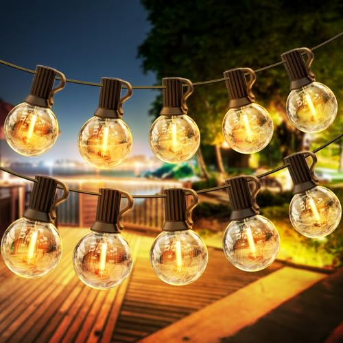 Bomcosy Lichterkette Außen led,15M Balkon Lichterkette 25 G40 Birnen,Lichterkette Glühbirne Außen,Lichterkette Außen Strom für Terrasse Party Garten Balkon und Innen,Warmweiß 2700k, Wasserdicht IP45 von Bomcosy