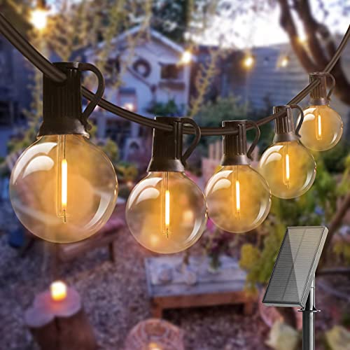 Solar Lichterkette Glühbirnen Aussen, Bomcosy 15M 25 LEDs G40 Außen Beleuchtung, USB wiederaufladbar, 4 Modus Solarlichterkette für Garten, Hochzeit, Balkon, Haus, Weihnachten Deko, Warmweiß 2700K von Bomcosy