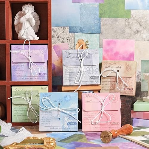 720 Blatt Vintage Scrapbook Papier Pack, 6 Farben 80 × 80 mm Dekoratives Papier für Journal Schreiben Zeichnen Origami von Bomiclss