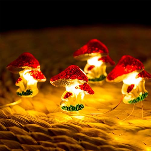 Bomiclss Pilz Dekor LED Lichterkette, Niedliche LED Kinder Lichterkette, Lichterkette für Mädchen Schlafzimmer, Warmweiß Dekoratives Licht für Garten Party Weihnachten Hochzeit Terrasse Neujahr von Bomiclss