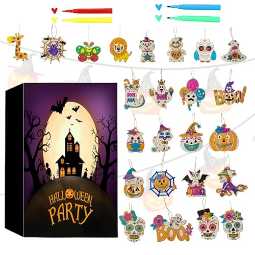 BommFu Halloween-Countdown-Kalender,Adventskalender Halloween 2024 - Doodle-Zeichenbrett,Halloween-Adventskalender-Malbrett, 24-Tage-Countdown-Kalender, buntes Kritzelbrett von BommFu