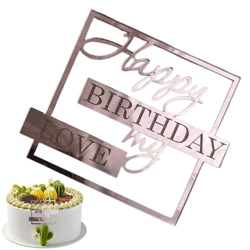 BommFu Happy Birthday My Love Cake Topper,Geburtstagstorte Topper | Neuheit Einzigartiger Kucheneinsatz,Acryl-Topper „Happy Birthday“, elegant, für Party- und Jubiläumszubehör von BommFu
