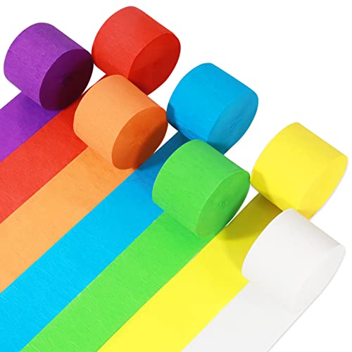 Bomtop 7 Rollen Krepppapier Bunt, kreppband bunt Bänder Regenbogen Krepppapier, für Hochzeitsdekorationen Party Feier Dekoration Geburtstagsdeko (4.5 cm x 25 m) von Bomtop