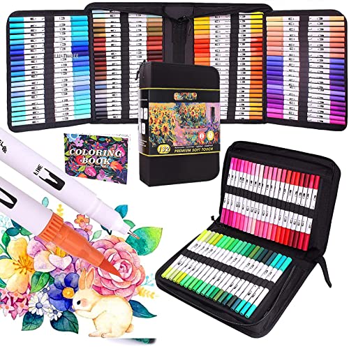 Bonala Brush Pen Set, 132 Doppelspitze Pinselstifte Filzstifte für Erwachsene für Kalligraphie Malen, Skizzieren, Malen für Erwachsene – Geschenk für Kinder von Bonala