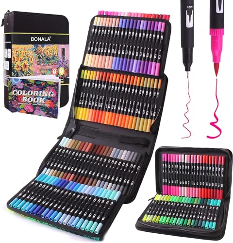 Bonala Brush Pen Set, 132 Doppelspitze Pinselstifte Filzstifte für Erwachsene für Kalligraphie Malen, Skizzieren, Malen für Erwachsene – Geschenk für Kinder von Bonala