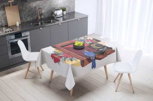 Le Jardin du Lin Kitchen Decoration, Tablecloth, 140cm x 140cm - Designed and Manufactured in Turkey von Bonamaison