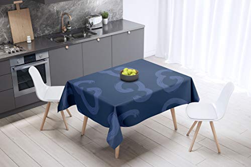 Le Jardin du Lin Küchendekoration, Tischdecke, Blau, 140 x 140 Cm - Entworfen und hergestellt in der Türkei Le Jardin du Lin Küchendekoration, Tischdecke, Blau, 140 x 140 Cm - Entworfen und hergestellt in der Türkei von Bonamaison