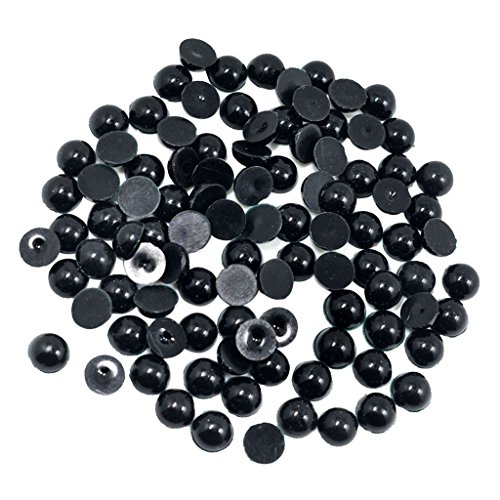 Bonarty 1 Packung Schwarze Halbe Perlen Flache Rückseite Halbperlen Strasssteine Schmucksteine Flatback Scrapbooking - 10mm 100pcs von Bonarty