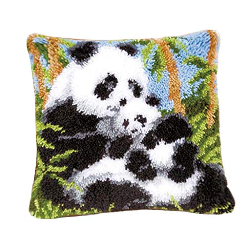 Bonarty Knüpfkissen Knüpfpackungen Knüpfset Kunsthandwerk für Kinder/Erwachsene zum Selber Knüpfen Kissen, Sofakissen - Weihnachten - Panda von Bonarty