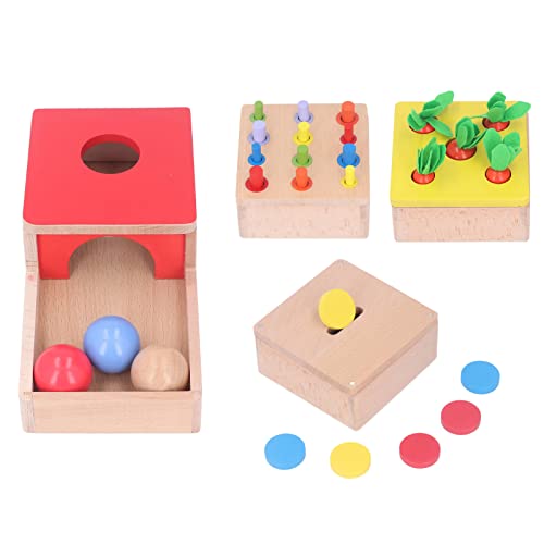 Bonbela 4-in-1-Spielset aus Holz, Objekt-Permanenzbox, Karotte, Ernteform, Farbsortierung, Stapeln, Lernspielzeug für Kleinkinder von Bonbela