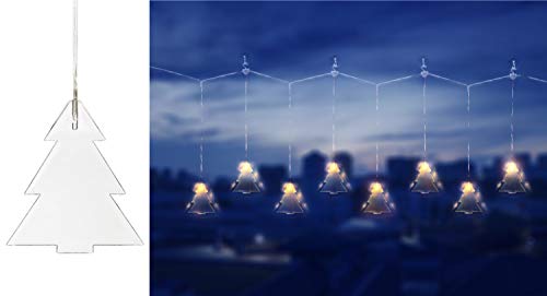 Acryl-Lichterkette mit 8 warm-weißen LEDs beleuchtet | batteriebetrieben | 100cm + 50cm Zuleitung | Timerfunktion | mit Befestigungszubehör (Tannen, warm-weiß) von Bonetti