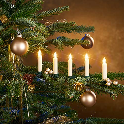 Christbaumkerzen mit Fernbedienung | Komplett-Set | flammenlose LED Kerzen, perfekte Alternative zur Lichterkette (25er Set, creme) von Bonetti