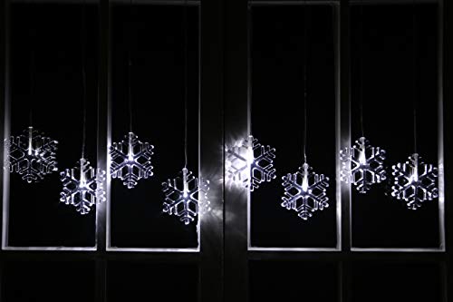 LED Acrylvorhang Schneeflocke | 8 LED | kalt-weiß | batteriebetrieben | inkl. Befestigungsmaterial | Weihnachtsdeko - Lichtervorhang von Bonetti