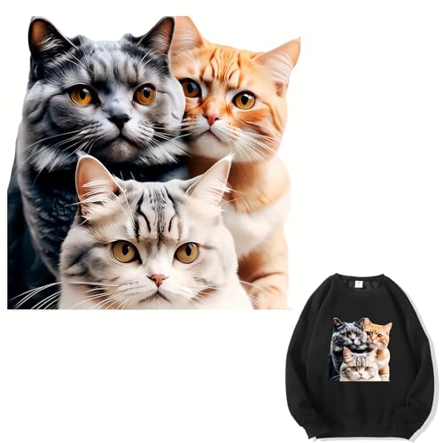 2 Stück niedliche Katze Mode Bügelbilder für T-Shirts Reiben auf Transfers Aufkleber Vinyl fertig zum Drücken Aufkleber zum Aufbügeln für T-Shirts Kleidung Hoodie DIY Handwerk von Bonfage