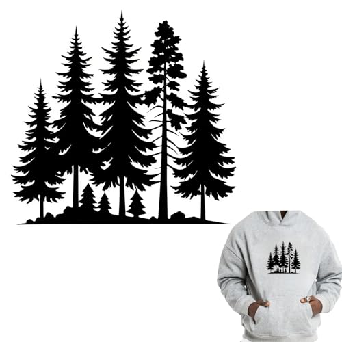 Elegante Tannenbaum-Wald-Silhouette, Bügelbilder für T-Shirts, Reiben auf Transfers, Aufkleber, Vinyl, fertig zum Drücken, Aufkleber zum Aufbügeln, für T-Shirts, Kleidung, Kapuzenpullover, DIY von Bonfage