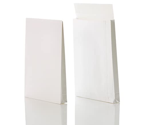 Bong Faltentasche C4 (200 Stück), haftklebende Faltentaschen mit Klotzboden und Seitenfalte, Versandtaschen aus weißem Kraftpapier, 324 x 229 x 40 mm, 130g/m² von Bong GmbH