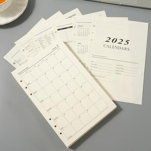 Bonhoom 2025 Wochenplaner Einlage A5, 6 Löcher Ringbuch Kalender, 176 Seiten Kalendereinlage, Nachfüllpapier für Planer, Tagebücher&Finanzmanagement - 140 mm x 206 mm von Bonhoom