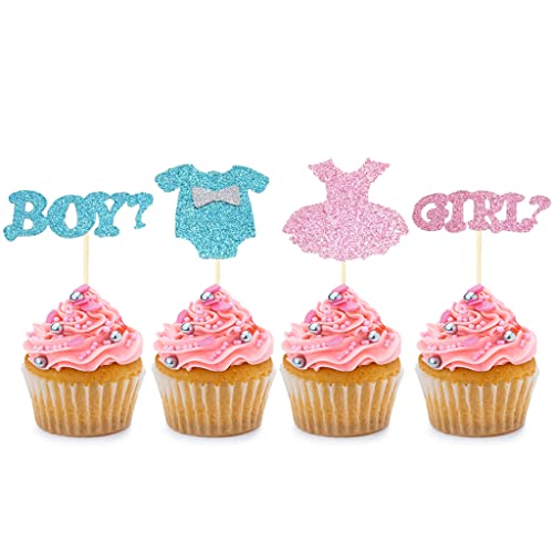 24 Stück bunte Glitzer-Overall-Cupcake-Topper für Jungen oder Mädchen, für Babyparty, Kindergeburtstag, Party-Kuchendekorationen, Zubehör. von BoningNEW