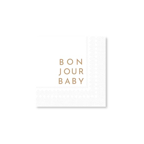 Bonjour Baby Blanc Cocktail-Servietten, Weiß Bonjour Fete von Bonjour Fete