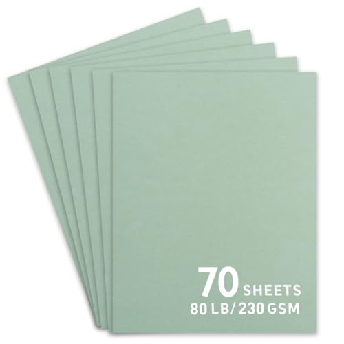 70 Blatt Salbeigrünes Kartonpapier, 21,6 x 27,9 cm, dickes Konstruktionspapier für Kartenherstellung, Scrapbooking, Basteln, 250 g/m² von Bonmiy