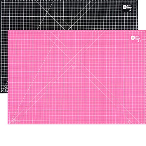 Premium Schneidematte A1 90x60cm 5-Lagig selbstheilend Schneideunterlage im A1-Format Rosa/Schwarz selbstheilende Cutting Mat mit beidseitigen Rastern und Markierungen in cm Nähen Basteln Modellbau von Bonn-Design