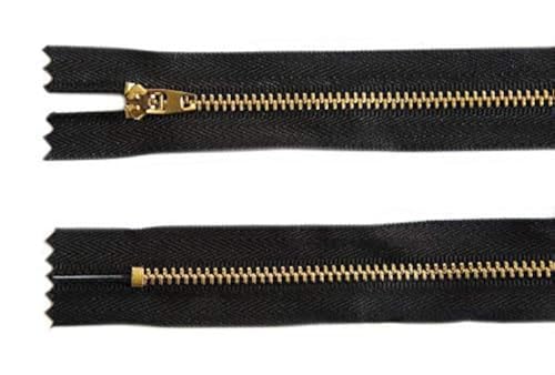 Jeansreißverschluss in Schwarz und Marineblau, mit automatischem Verschluss, Metall, geschlossenes Ende, goldfarben, 15,2 cm Jeansreißverschluss in Schwarz und Marineblau, mit automatischem Verschluss, Metall, geschlossenes Ende, goldfarben, 15,2 cm von Bonnin