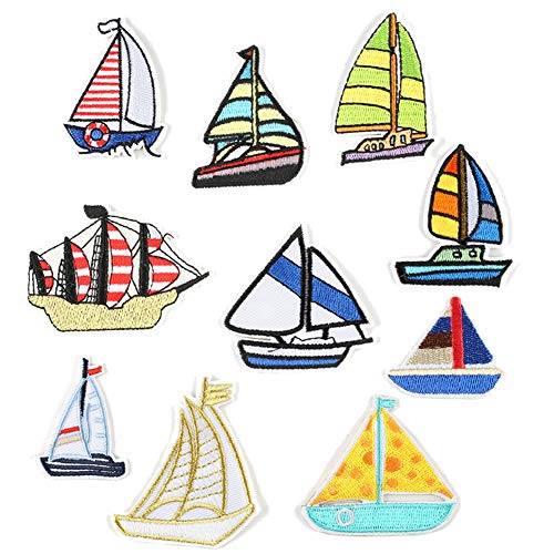 Bontannd 1 Set Stickerei Patches Für Kleidung Segelboote Cartoon Patch Eisen Auf Applique Kleidungsstück Nähen Patch DIY Aufkleber Zubehör von Bontannd