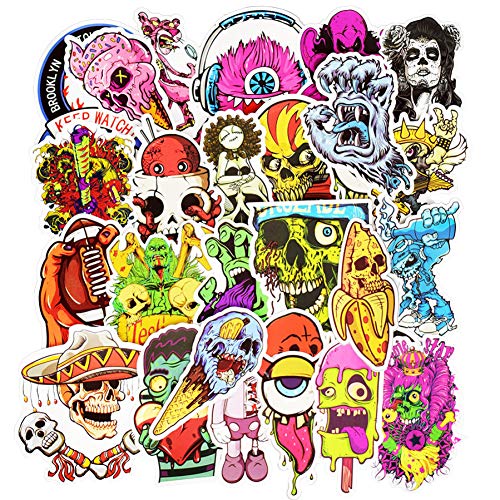 Bontannd 50pcs Mixed Horror Skeleton Sticker Graffiti Dark Cool Stickers for Luggage Laptop Skateboard Fridge Phone Stickers von Bontannd