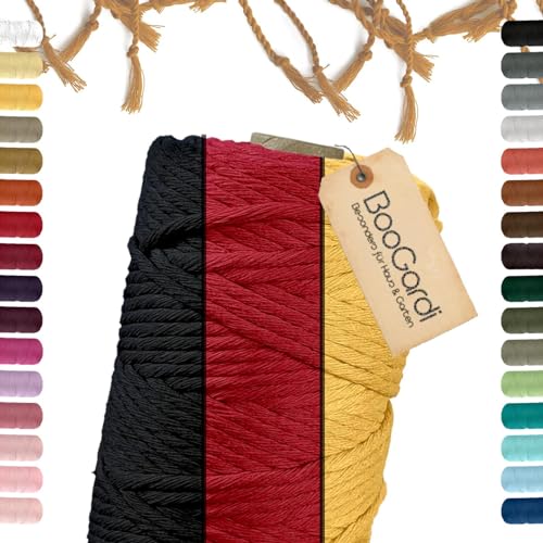 BooGardi Makramee Garn · Länderfarben Set · Deutschland/Belgien 5mm x 100m · 3mm oder 5mm · Wollgarn · kreatives knüpfen weben Stricken · DIY Boho Garn von BooGardi