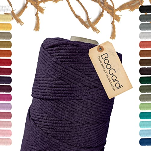 BooGardi Makramee Garn · viele Farben · Brombeere 3mm x 200m · 3mm oder 5mm · Wollgarn · kreatives knüpfen weben Stricken · DIY Boho Garn von BooGardi