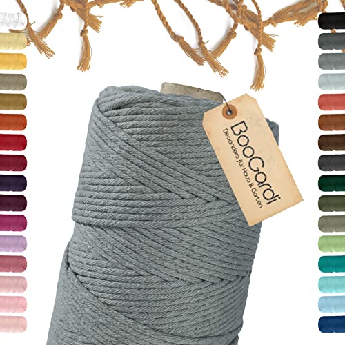 BooGardi Makramee Garn · viele Farben · Grau 3mm x 200m · 3mm oder 5mm · Wollgarn · kreatives knüpfen weben Stricken · DIY Boho Garn von BooGardi