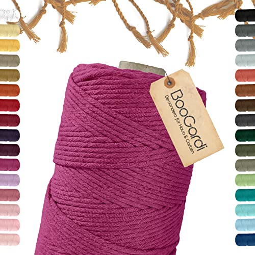 BooGardi Makramee Garn · viele Farben · Magenta 3mm x 200m · 3mm oder 5mm · Wollgarn · kreatives knüpfen weben Stricken · DIY Boho Garn von BooGardi