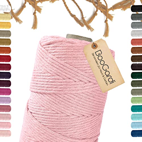 BooGardi Makramee Garn · viele Farben · Rosa 3mm x 200m · 3mm oder 5mm · Wollgarn · kreatives knüpfen weben Stricken · DIY Boho Garn von BooGardi